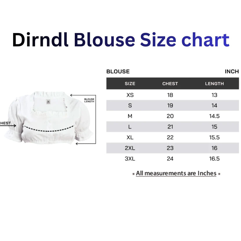 White Puff Sleeve Dirndl Blouse with Sweetheart Neck