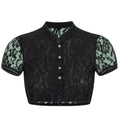 Black Lace Dirndl Blouse with Mint Contrast Lining