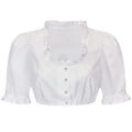 White Ruffle Trim Dirndl Blouse with Button Front