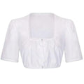 White Square Neck Dirndl Blouse with Scalloped Trim