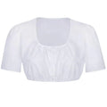 White Scoop Neck Dirndl Blouse with Puff Sleeves
