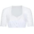White Lace Sleeve Dirndl Blouse with V-Neckline
