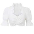 White Ruffle Collar Dirndl Blouse with Puff Sleeve