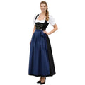 Black Corset Dirndl Dress with Navy Blue Long Apron