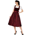 Burgundy Velvet Dirndl Dress with Taffeta Skirt | Midi