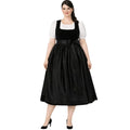 Black Velvet Dirndl Dress with Satin Skirt | Plus Size