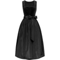 Black Velvet Dirndl Dress with Pindot Skirt & Bow | Midi
