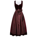 Burgundy Velvet Sleeveless Dirndl Dress with Bow Sash