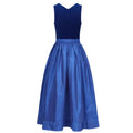 Royal Blue Velvet Dirndl Dress with Satin Skirt