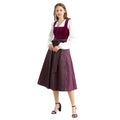 Burgundy Velvet Dirndl Dress with Satin Bow Sash