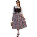 Black Dirndl Dress with Floral Striped Waistband