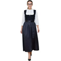Black Velvet Dirndl Dress with Striped Blouse & Bow