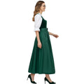 Emerald Green Velvet Dirndl Dress with Satin Apron | Ankle