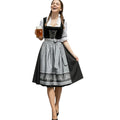 Black Velvet Dirndl Dress with Grey Floral Apron