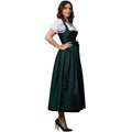 Forest Green Satin Dirndl Dress with Puff Sleeves | Long