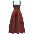 Rust Red Velvet Dirndl Dress with Satin Bow Sash