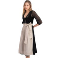 Black and Beige Dirndl Dress with Sheer Sleeves