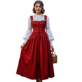 Red Corset Milkmaid Maxi Dress with Lace Blouse
