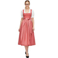 Dusty Rose Satin Dirndl Dress with Scalloped Neck