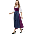 Purple Velvet Dirndl Dress with Navy Satin Apron