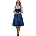Navy Blue Velvet Dirndl Dress with Ombré Skirt | Knee