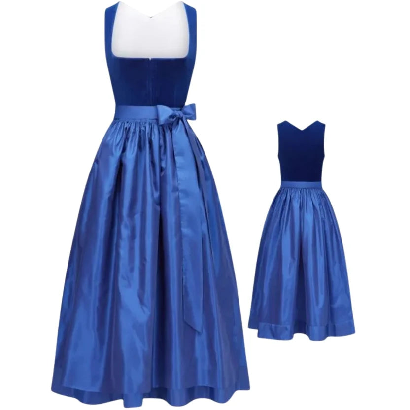 Royal Blue Velvet Mommy & Me Dirndl Set | Matching Dress