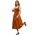 Rust Orange Dirndl Dress with Braided Trim & Bow Sash