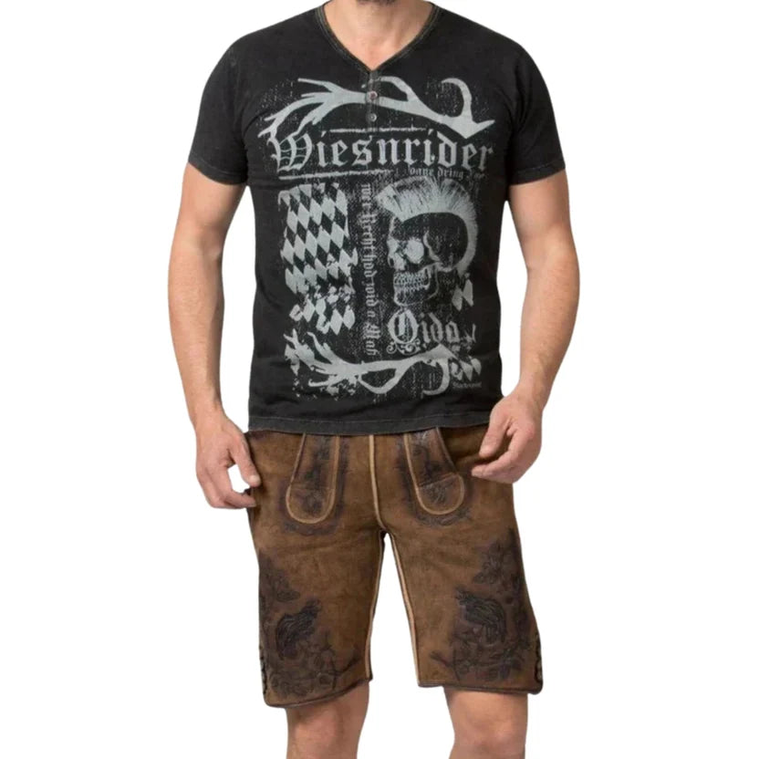 Men's Brown Lederhosen – Traditional Bavarian Leather Shorts