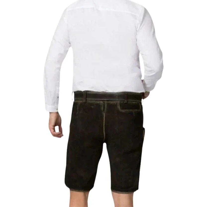 Men's Black Lederhosen – Traditional Bavarian Leather Shorts