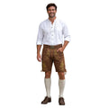 Men's Brown Suede Lederhosen with Oak Leaf Embroidery