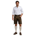 Men's Rustic Brown Suede Lederhosen, Deer Embroidery